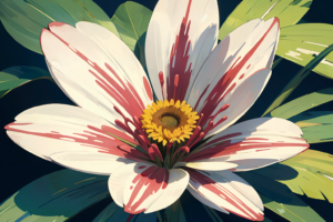 花のイラスト『星のように輝く白と赤の花』｜無料画像素材 - 商用利用可