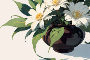 花のイラスト『黒い花瓶に映える白い花』｜無料画像素材 - 商用利用可