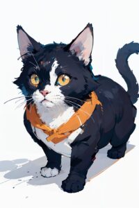 『クリエイティブな猫』 おしゃれな猫のイラスト・線画・プロンプト【フリー画像素材 - 商用利用可】