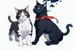 『アーティスト猫』 おしゃれな猫のイラスト・線画・プロンプト【フリー画像素材 - 商用利用可】