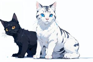 『墨と雪』 おしゃれな猫のイラスト・線画・プロンプト【フリー画像素材 - 商用利用可】