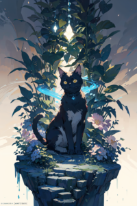 『迷宮』 おしゃれな猫のイラスト・線画・プロンプト【フリー画像素材 - 商用利用可】