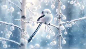 『静かな雪降る小夜曲』もふもふ可愛いシマエナガの画像【無料画像素材 - 商用利用可】