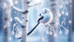『白樺の綿守』もふもふ可愛いシマエナガの画像【無料画像素材 - 商用利用可】