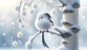 『雪の止まり木』もふもふ可愛いシマエナガの画像【無料画像素材 - 商用利用可】